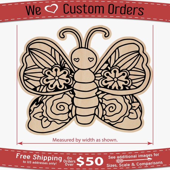 Scene Butterfly - Laser Cut Out Unfinished Wood Craft Shape BUG19 Scene Butterfly - Laser Cut Out Unfinished Wood Craft Shape BUG19