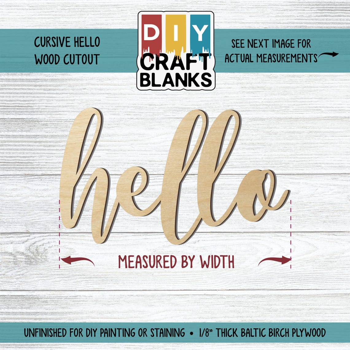 Cursive Hello Wood Cutout | DIY Wood Craft Blank | Unfinished Baltic ...