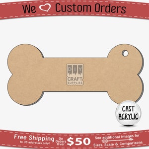 May include: A brown wooden bone-shaped tag with a hole at the top. The tag has the text "DIY CRAFT SUPPLIES" printed on it. The tag is a craft supply for making custom pet tags.