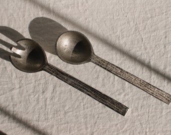 Contemporary Textured Aluminum Serving Spoon & Spork