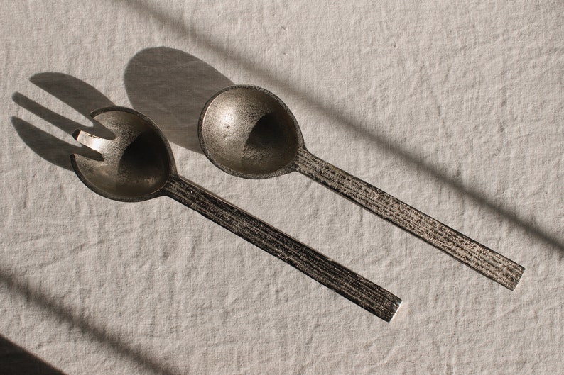 Contemporary Textured Aluminum Serving Spoon & Spork image 1