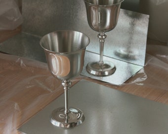 Vintage Pewter Hollowware Wine Goblets by Kirk Stieff; A Pair