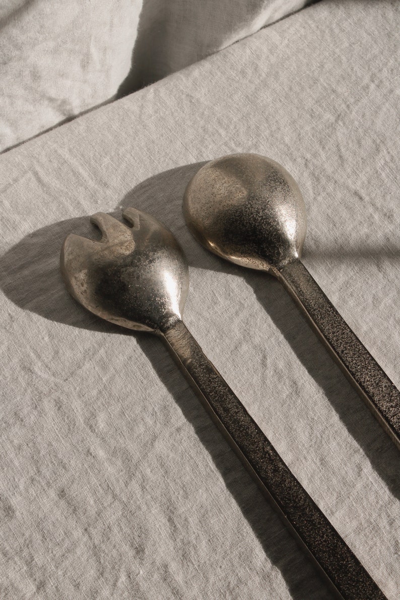 Contemporary Textured Aluminum Serving Spoon & Spork image 3