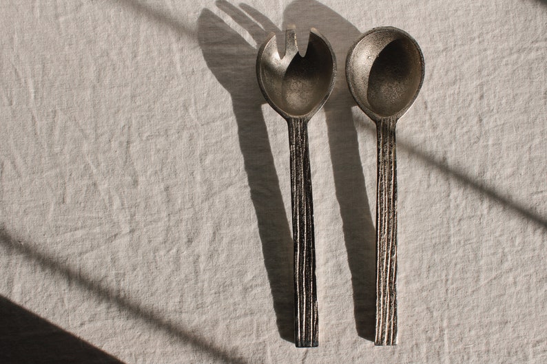 Contemporary Textured Aluminum Serving Spoon & Spork image 2