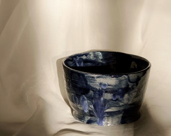 Vintage 90's Artist Made, Handmade, Decorative Ceramic Blue Glaze Bowl