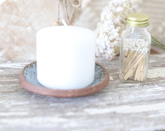 Periwinkle Spa Soap Dish / Candle Holder Ceramic Handmade Pottery Spa Soap Dish - Farmhouse Tea Bag Jewelry Snack -Argyle Bed and Bath Decor