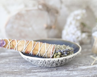 Blue Rutile on White Stoneware Handmade Pottery Ceramic Bowl Distressed Bottom Rustic Hand-Built Rustic Farmhouse Gift - Model Home Decor
