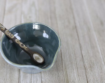 Blue & Green Handmade Pottery Pour Bowl - Handmade Artisan Pottery - Creamer- Rustic Pottery - Farmhouse Style - Cooking Food Photography
