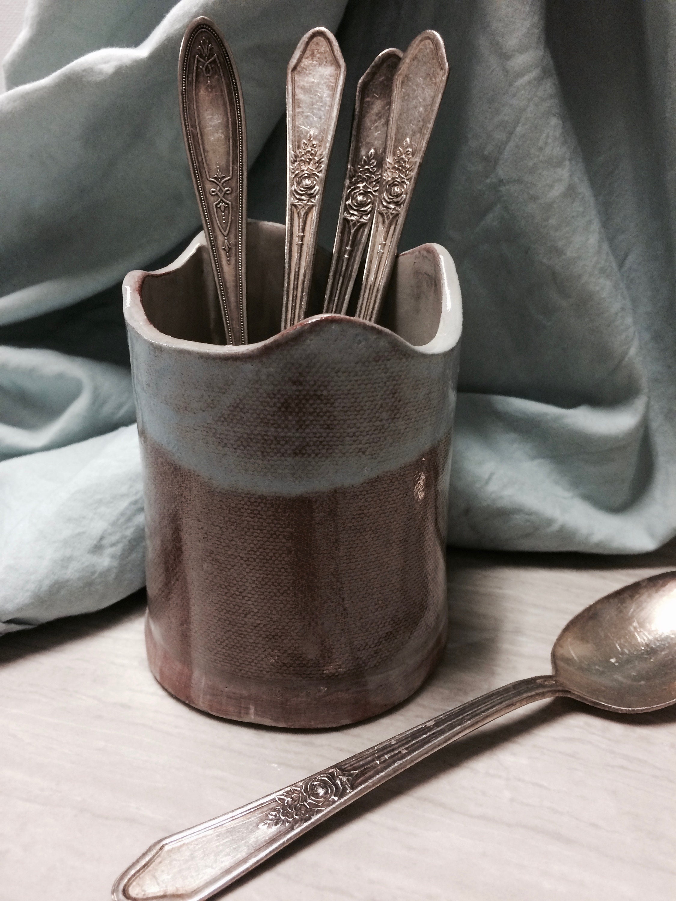 Handmade Teaspoon Holder Tea Time Ceramic Utensil Holder Etsy