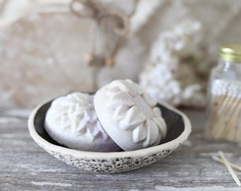 Brick Red on White Stoneware Handmade Pottery Ceramic Soap Candle Dish Bowl Distressed Bottom Rustic Hand-Built Rustic Farmhouse Gift