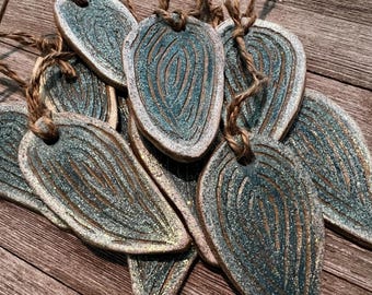 Handbuilt Oyster Ornaments – Coastal Stoneware Christmas | Party | Event Ornaments | Ocean Marsh Lowcountry Inspired Coastal Art-Blue White