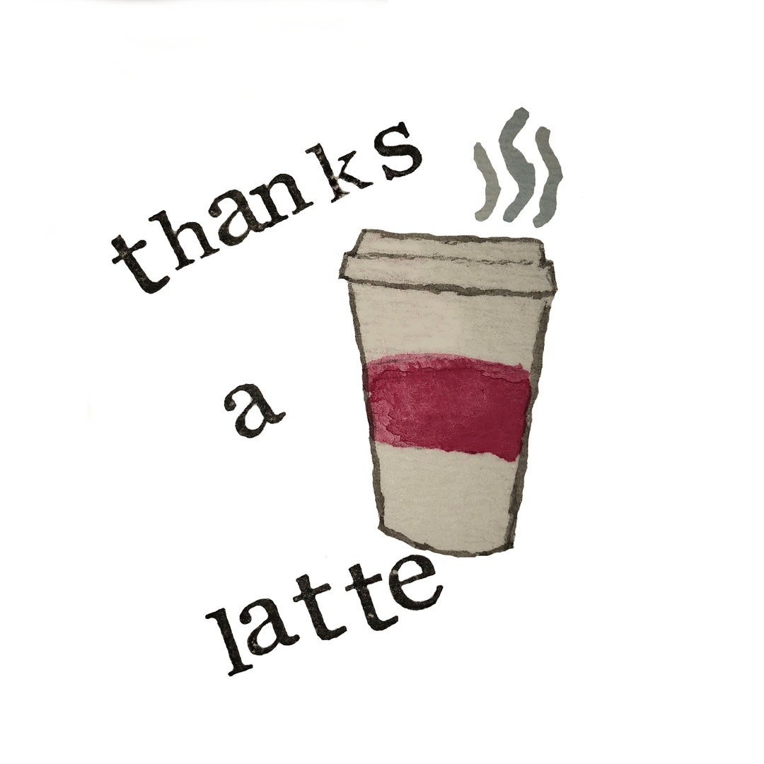 Thanks a Latte Cute Funny Pun Thank You Card Etsy
