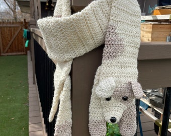 Crocheted Animal Scarf, Dog, Handmade