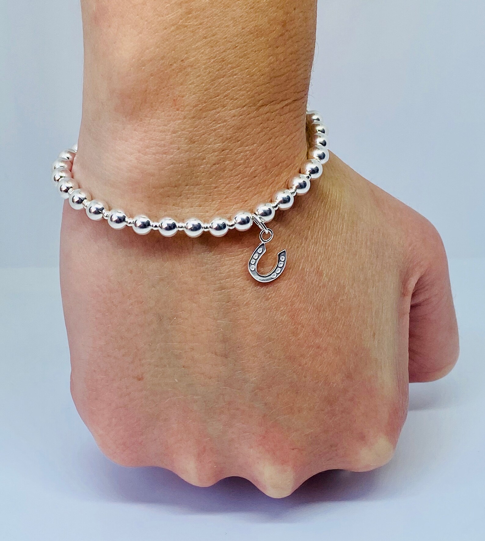 Sterling Silver Bracelet with Horseshoe charm Horseshoe Etsy