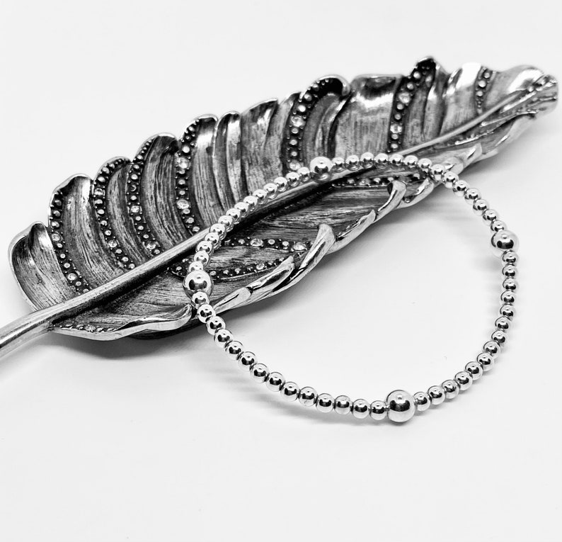 Silver Stackable Ring and Bracelet Set Sterling Silver Beaded Jewellery Set Sterling Silver Timeless Beaded Bracelet and Ring Set