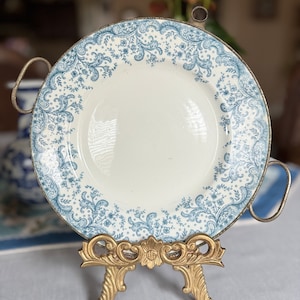 Rare! Antique 9” Blue Transferware Warming Plate