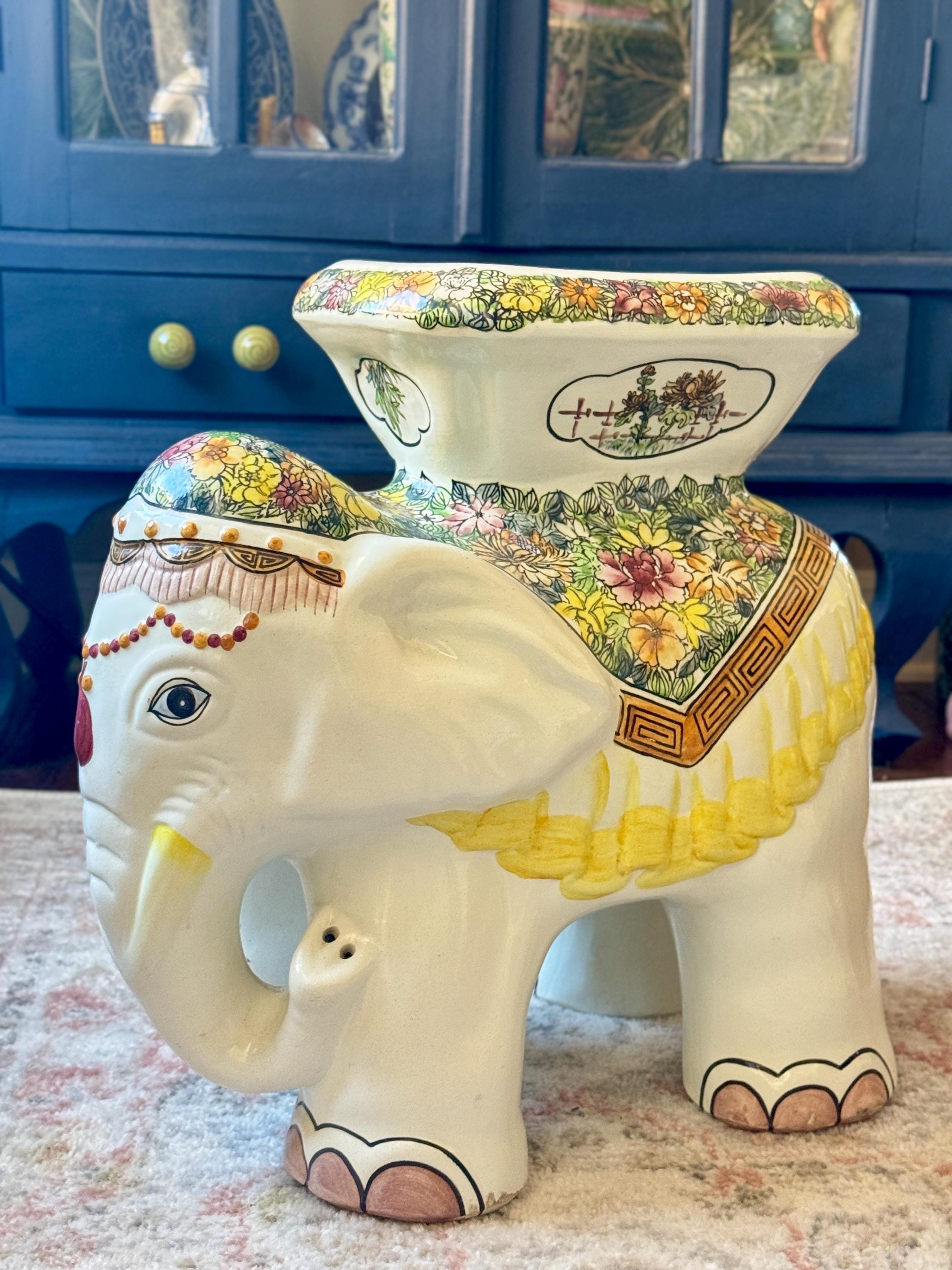Vintage Millefleur Elephant Garden Stool