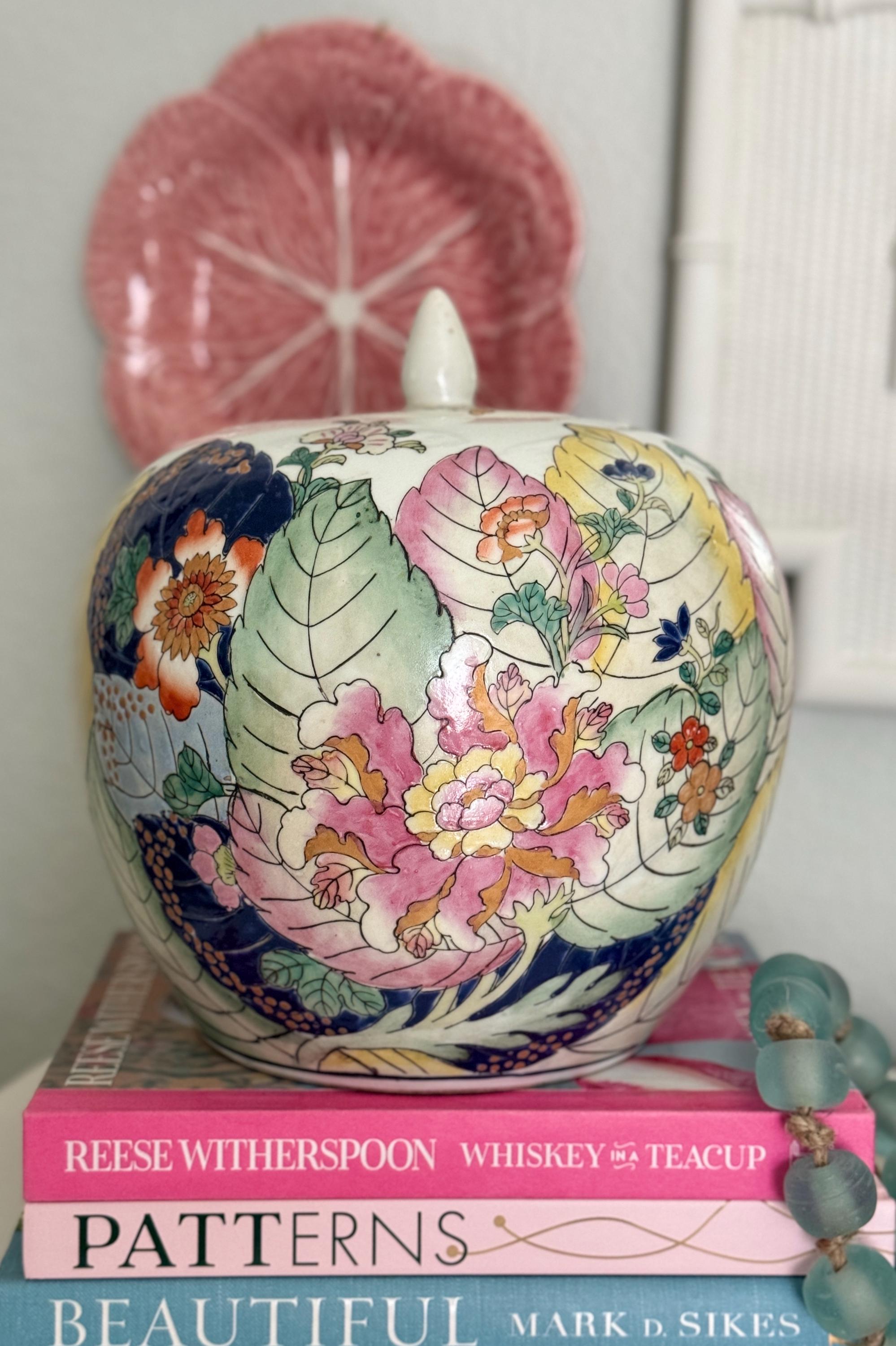 tobacco leaf ginger jar Large Melon Shaped Tobacco Leaf Ginger Jar - Free Shipping