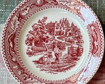 Red Transferware Plate-1 left