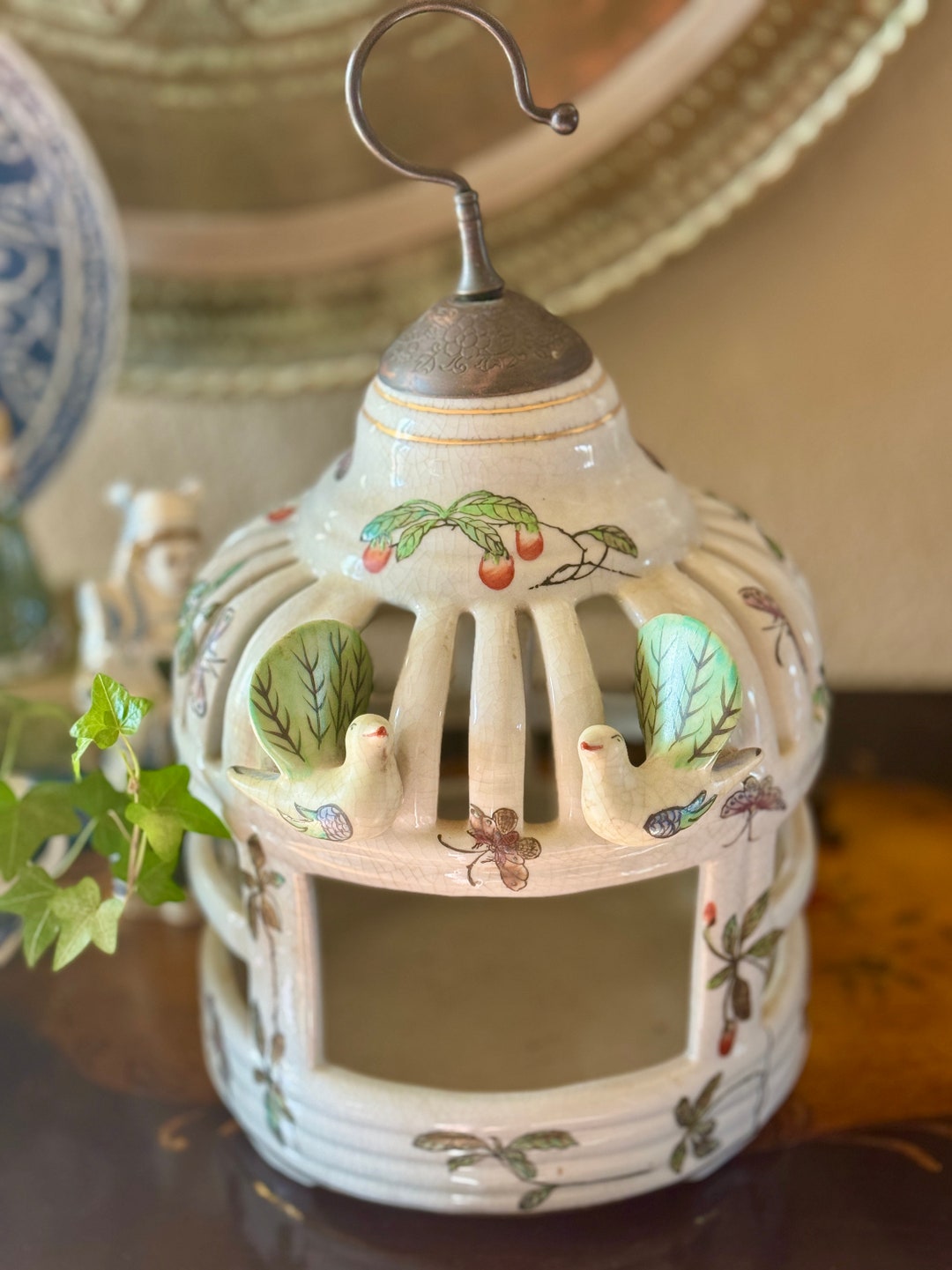 Chinese Ceramic Bird Cagebeautiful for a Succulent Etsy