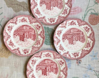 Red Transferware Plates