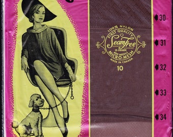 Size 10 - 34 Fantastic pair of VINTAGE NYLON STOCKINGS - Superb Graphics  -  W O W