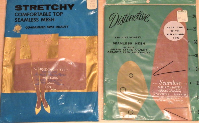 2 pairs of VINTAGE NYLON STOCKINGS Size 10 12-34