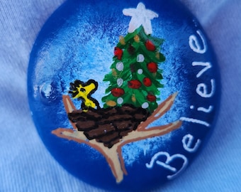 Woodstock "Believe" Hand Painted River Rock