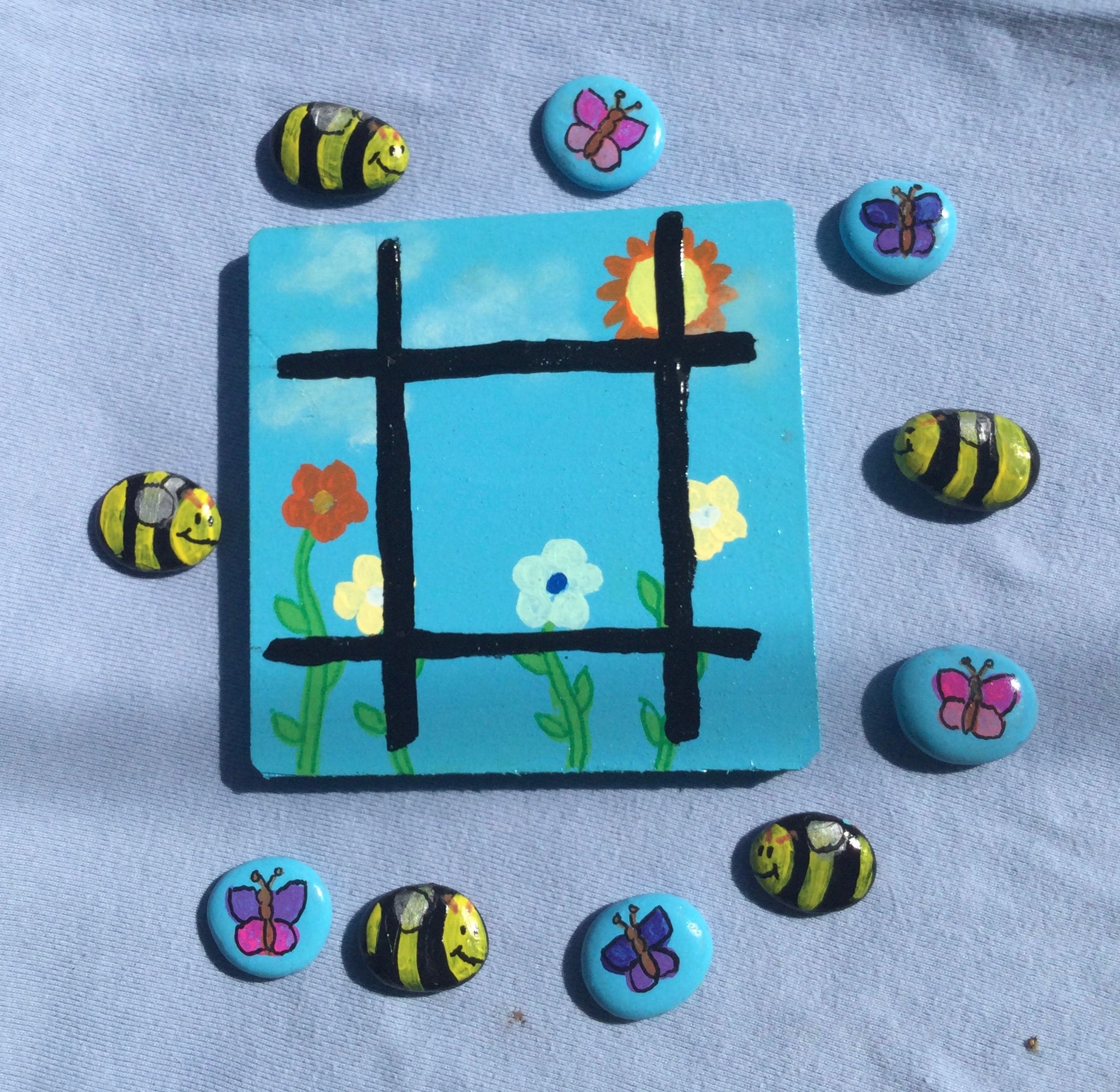 Custom Hand Painted Tic Tac Toe Game - Etsy