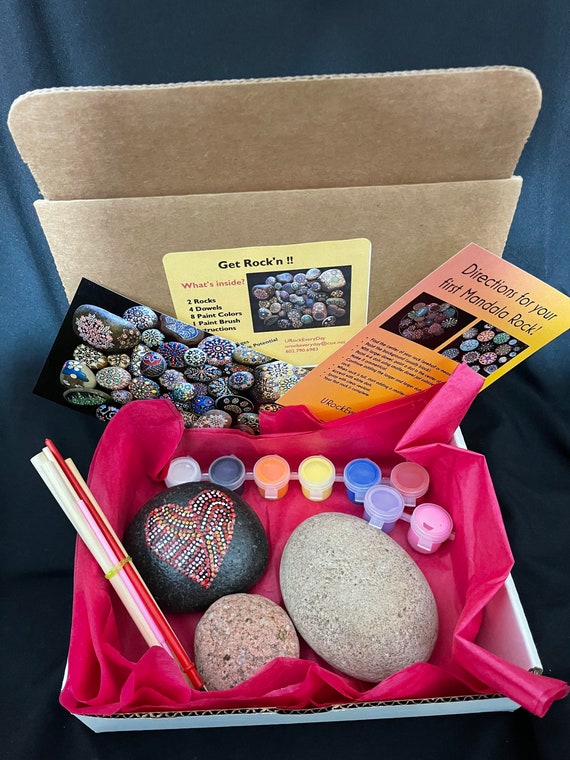 Mandala Rock Painting Kit With Instructions 8 Paint Colors 