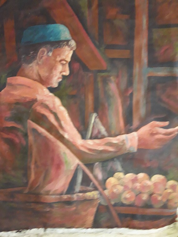 the fruit seller original handmade oil painting free shipping etsy etsy