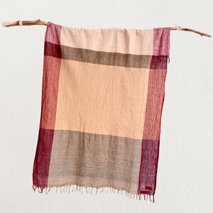 Large cotton scarf, light cotton throw, travel wrap, picnic blanket, towel, brown cotton, natural dyes image 2