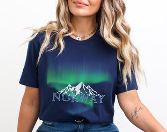 Norway Shirt Northern Lights Norway Tshirt Scandinavian Shirt Nordic Clothes Nordic Gifts Norway Vacation Norway Apparel Norway Clothing