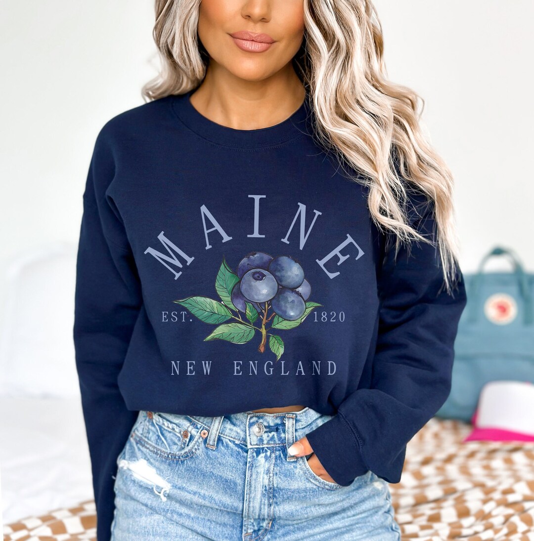 Vintage Blueberry Maine Sweatshirt Maine Crewneck Maine Sweater Maine