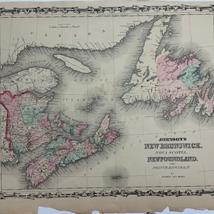 Original 1862 Map of Eastern Canadian Provinces