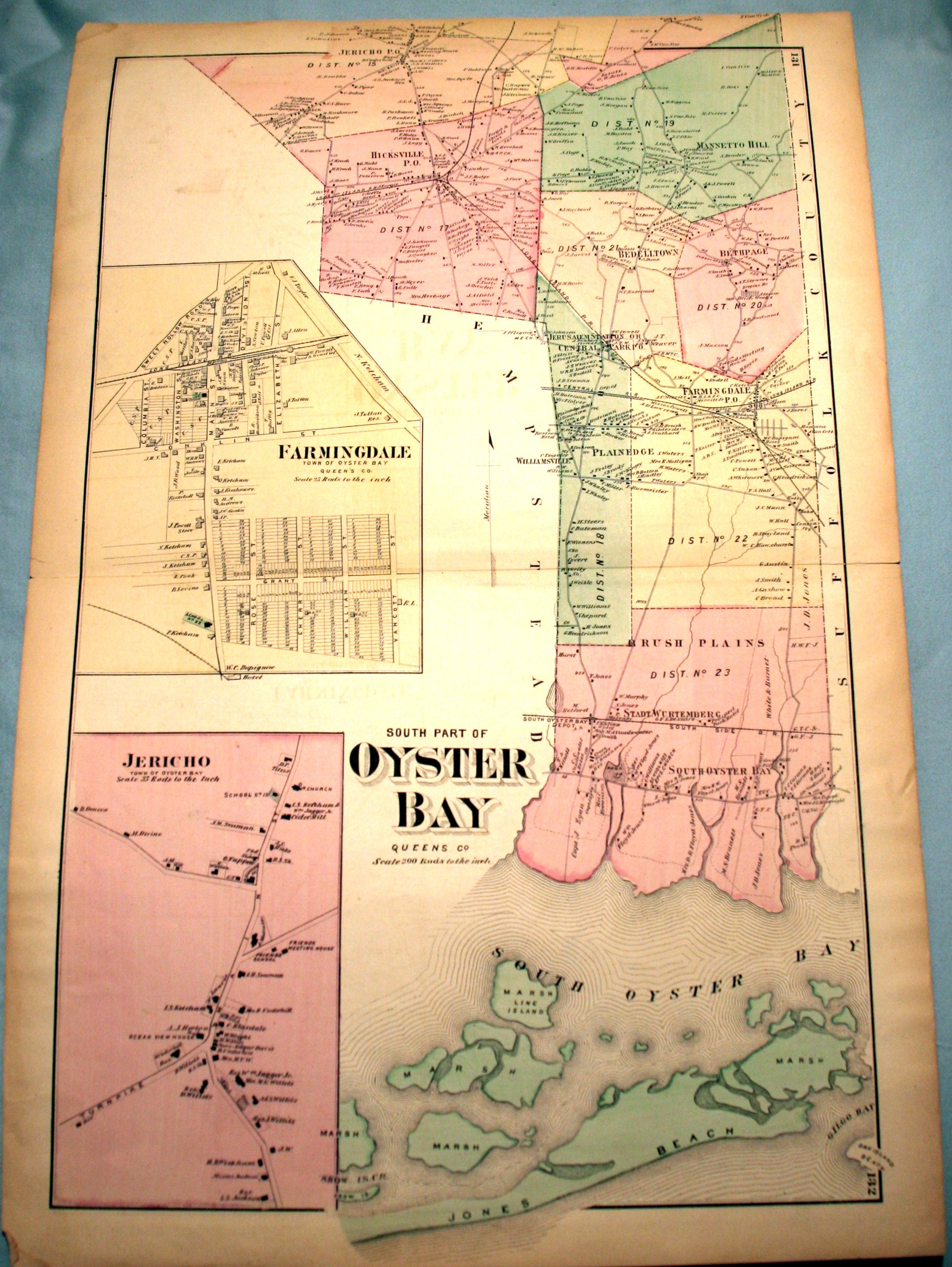 Original 1873 map of Oyster Bay Long Island New York Etsy
