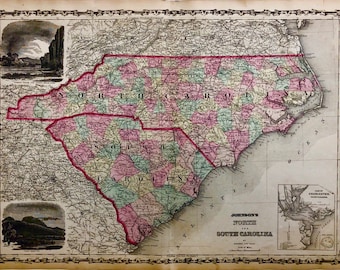 Original 1862 large map of Georgia and Alabama