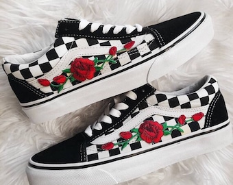 black with roses vans