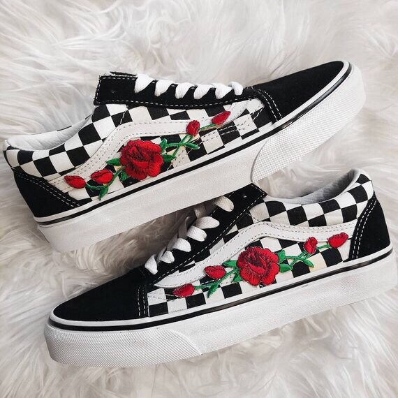 old school vans with roses