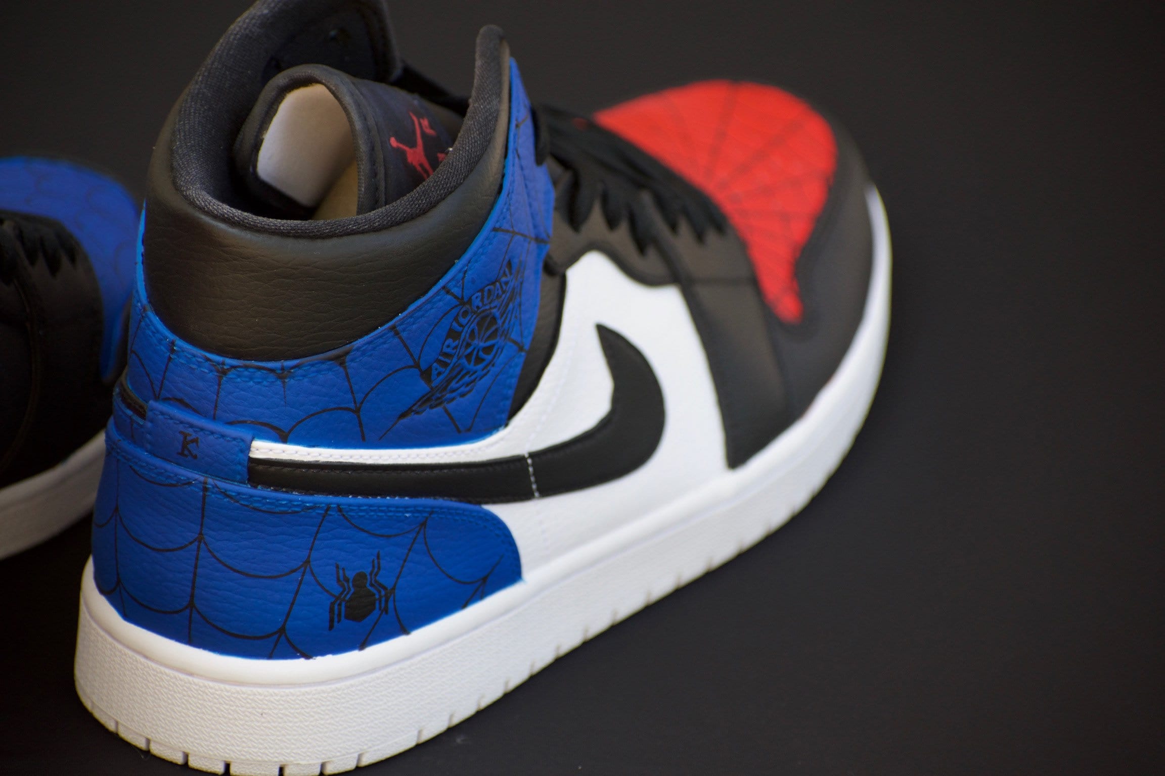 Custom Blue and Red Spiderman Themed Jordan 1 Mids - Etsy