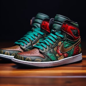 Benutzerdefinierte Tattoo Style Artwork Themed Jordan 1 (Kann machen, wie Sie es möchten)
