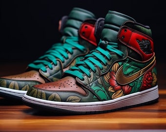 Custom Tattoo Style Artwork Themed Jordan 1 (can Make However You