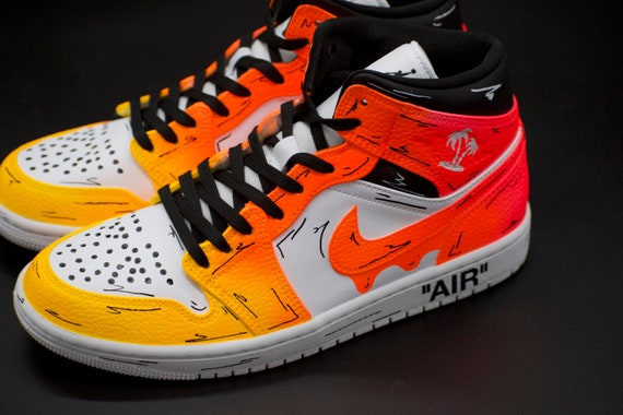 Custom Nike Air Jordan 1s Orange Cartoon Drip AJ1 Men's -  Finland