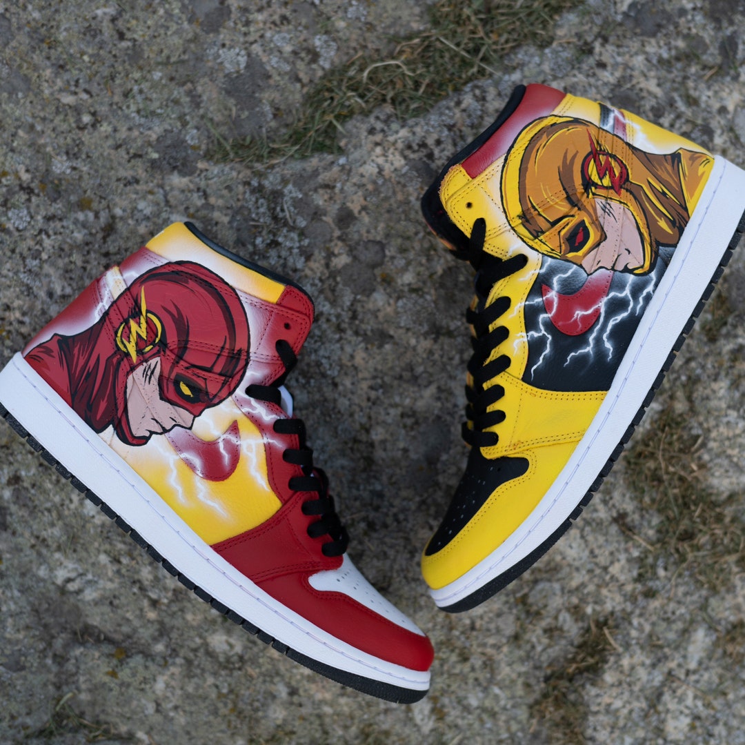 Custom Flash Themed Jordan 1 Sneakers Etsy