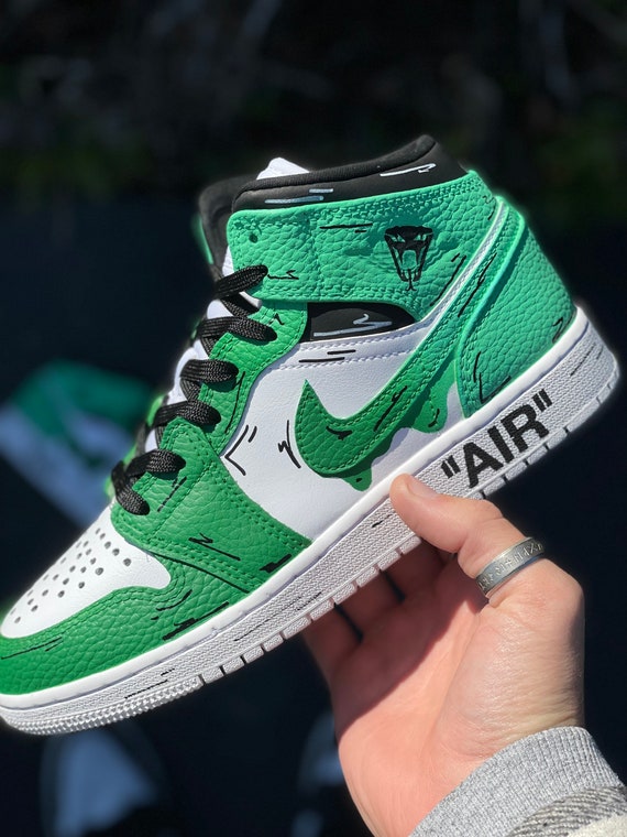 custom green jordan 1