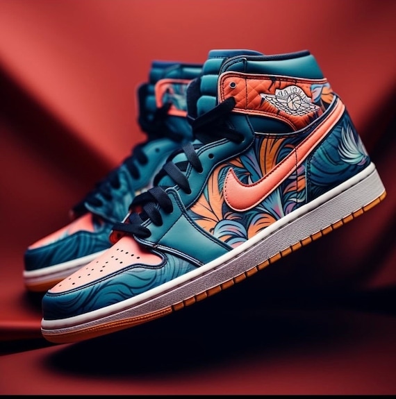 Custom Orange Flower Artwork Themed Jordan 1 (can Make However You