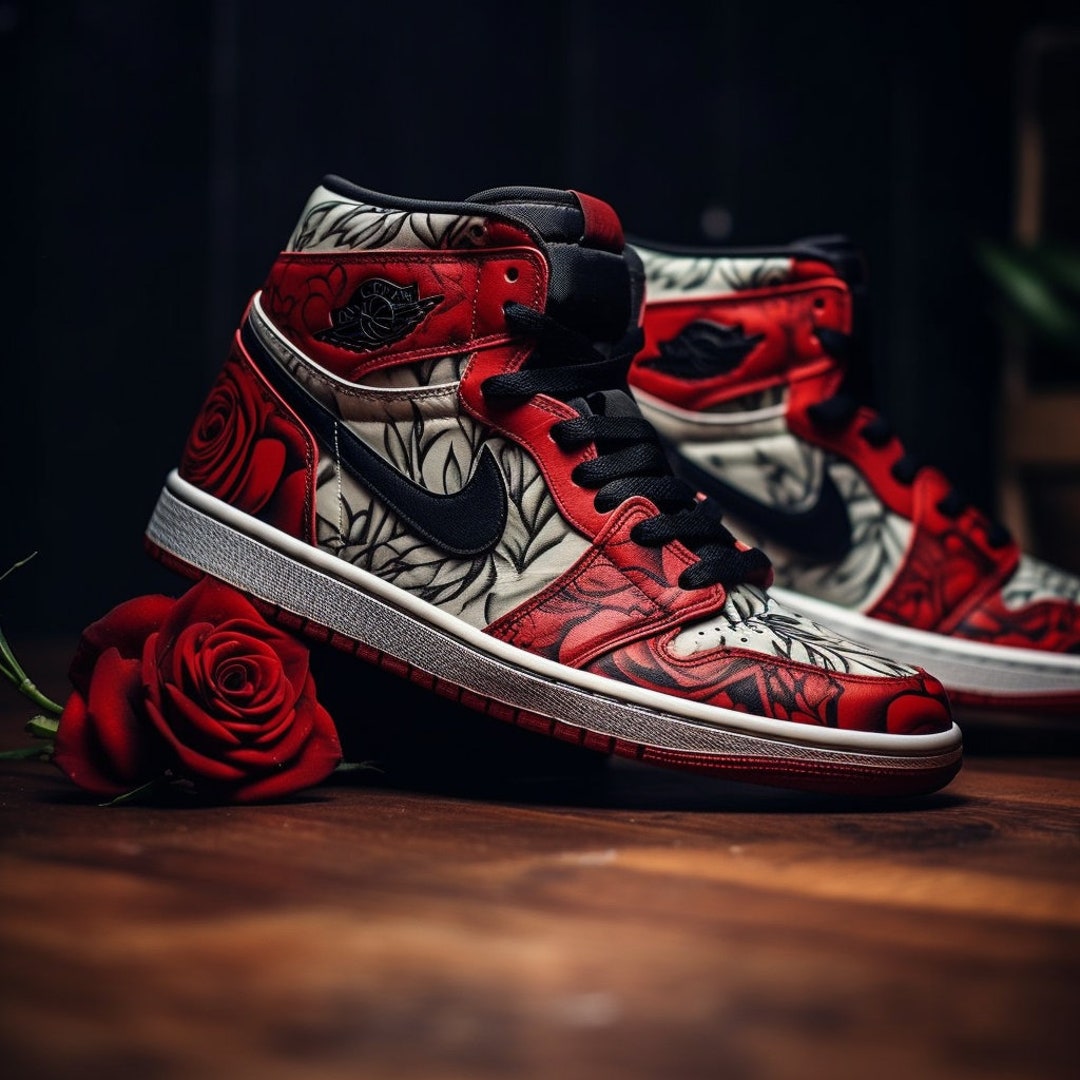 Chicago Rose Faded Tattoo Style Artwork Themed Jordan (can Make