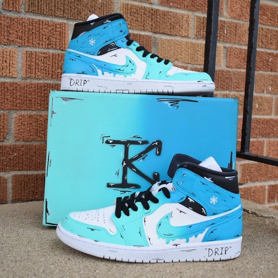 Buy Custom Nike Air Jordan 1 Mid neon Flash Unique and Handpainted