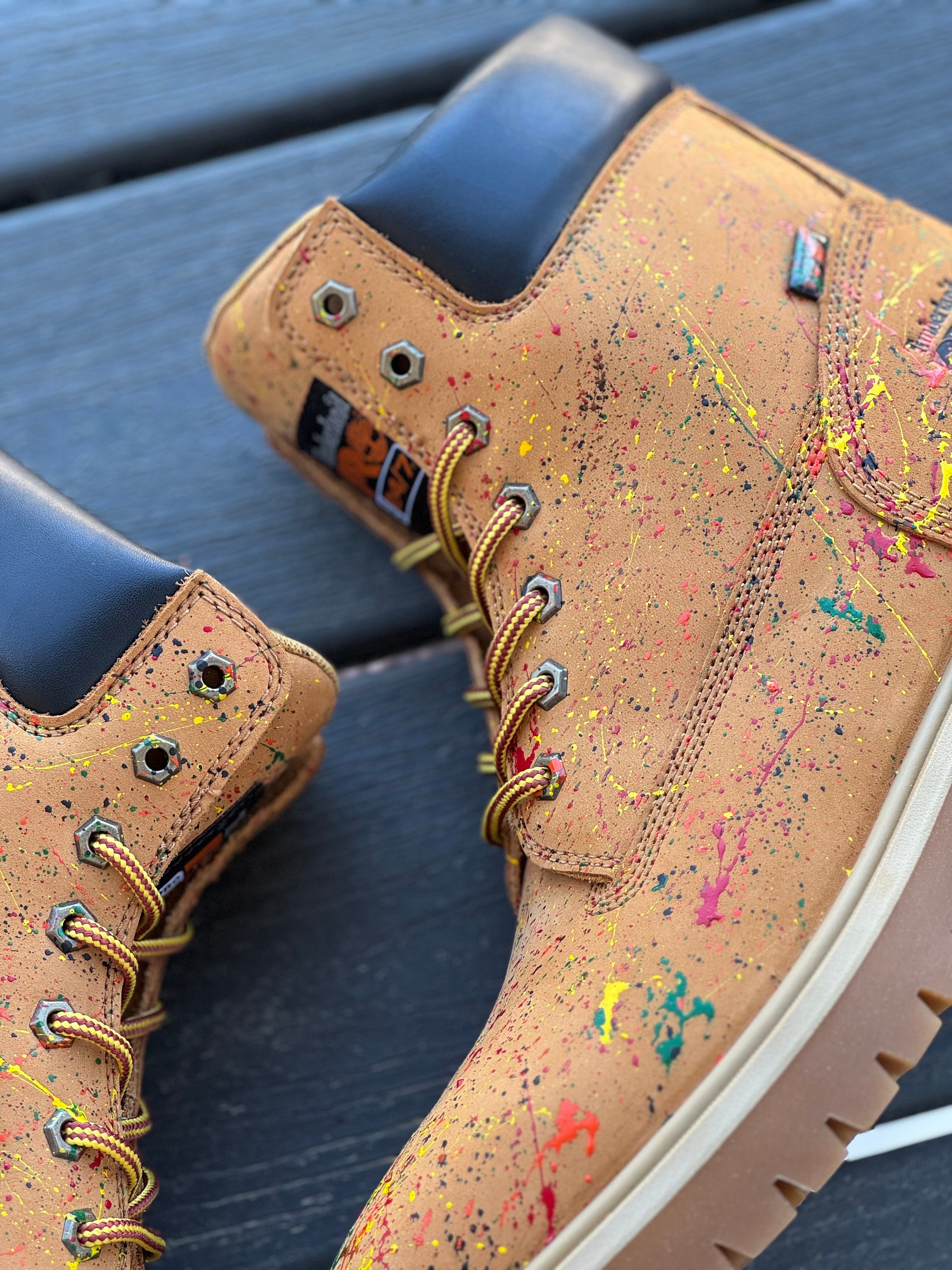 Custom Paint Splatter Timberland Boots (can Be Made However 