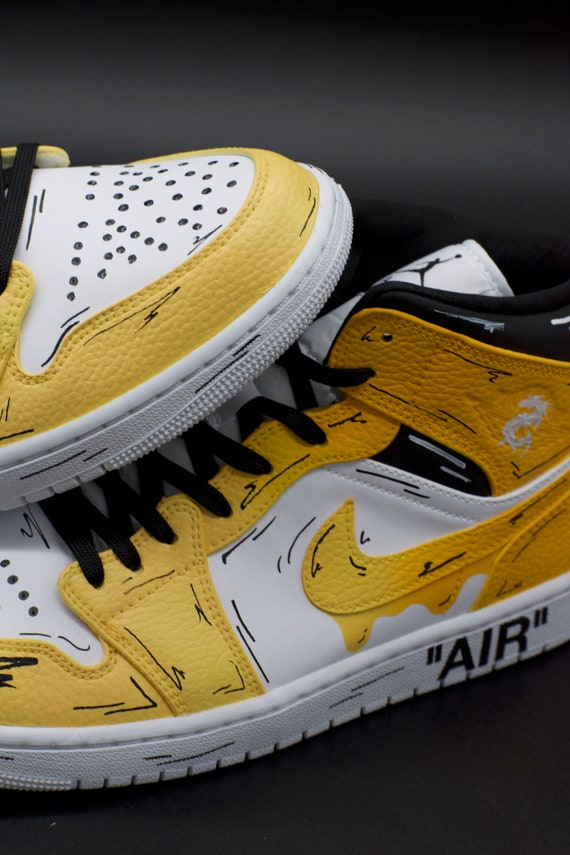 Yellow Cartoon Drip Jordan 1s - Etsy